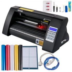   VEVOR vinilvágó, 375 mm-es vinil plotter, LED képernyő plottervágó, félautomata beépített optikai szem a pontos vezetéshez, kompatibilis a SignMaster szoftverrel Windows rendszer asztali tervezéshez