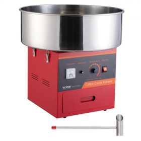   VEVOR elektromos vattacukor készítő, 1000 W-os vattacukor készítő, kereskedelmi vattacukor készítő rozsdamentes acél tállal, cukorkanállal és fiókkal, tökéletes otthoni gyerekek születésnapjára, családi partikra, piros
