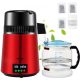 VEVOR 4 literes vízlepárló, 1 l/óra, 750 W-os desztilláltvíz-készítő gép 0-99 óra időbeállítással, hőmérséklet-kijelzővel, 304 rozsdamentes acél pulton elhelyezhető lepárló üvegkancsó tisztítópor 3 széncsomag, piros
