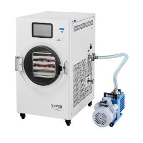   VEVOR vákuumos fagyasztva szárító gép, 8.8-13.2 font/kötegelt élelmiszer-fagyasztva szárító gép 4 rétegű tálcákkal, vákuumszivattyúval, állítható időzítővel és hőmérséklet-szabályozással, gyümölcsökhöz, zöldségekhez, húshoz, fehér