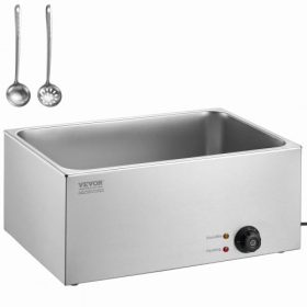   VEVOR kereskedelmi ételmelegítő 18 literes Bain Marie 1200 W-os elektromos büfémelegítő gőzölős asztali ételmelegítő pulton rozsdamentes acél ételmelegítő nedves vagy száraz használatra partikra, vendéglátásba és éttermekbe