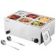 VEVOR kereskedelmi ételmelegítő, 6 serpenyős elektromos gőzasztal, 1200 W-os professzionális pulton elhelyezhető rozsdamentes acél büfé Bain Marie 30-85°C hőmérséklet-szabályozással vendéglátáshoz, büfékbe, partikra, éttermekbe