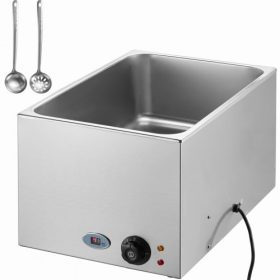   VEVOR kereskedelmi ételmelegítő 18 literes Bain Marie 1200 W-os elektromos büfémelegítő gőzölős asztali ételmelegítő pulton rozsdamentes acél ételmelegítő nedves vagy száraz használatra partikra, vendéglátásba és éttermekbe