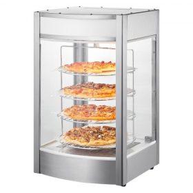   VEVOR kereskedelmi ételmelegítő vitrin 14"-os pizzához, 4 szintes pizzamelegítő forgó gőzfűtéssel, 30℃~85℃ hőmérséklet-szabályozással és hőmérséklet-kijelzővel, 25 W-os sütővilágítással + felső LED-del pizzériákhoz, éttermekhez
