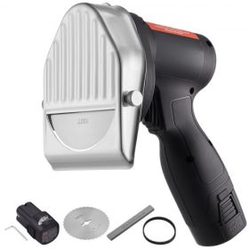   VEVOR elektromos shawarma kés, 80 W-os akkumulátoros professzionális török ​​kés, kereskedelmi rozsdamentes acél giroszkóp, döner kebab hússzeletelő 2 pengével, Φ4"/100mm, 0-8mm állítható vastagság