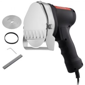   VEVOR elektromos shawarma kés, 80 W-os professzionális török ​​kebab kés, kereskedelmi rozsdamentes acél giroszkóp, döner kebab hússzeletelő 2 pengével, Φ4"/100 mm pengeátmérő, 0-8 mm állítható vastagság