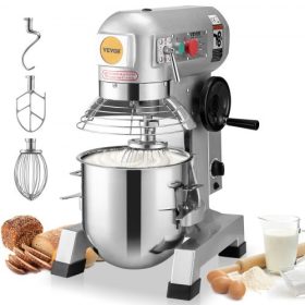   VEVOR kereskedelmi ételmixer, 18,7 literes kereskedelmi álló mixer 3 állítható sebességgel, 1100 W-os tésztakeverő rozsdamentes acél tállal és 3 keverőfejjel, ideális éttermek, pékségek, cukrászdák, kávézók számára