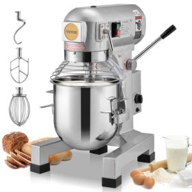   VEVOR kereskedelmi ételmixer, 18,7 literes kereskedelmi álló mixer 3 állítható sebességgel, 1100 W-os tésztakeverő rozsdamentes acél tállal és 3 keverőfejjel, ideális éttermek, pékségek, cukrászdák, kávézók számára