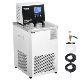   VEVOR laboratóriumi hűtőkeringető, 6 literes hűtő, alacsony hőmérsékletű hűtőfolyadék, 23°F-212°F keringető szivattyús hűtő, LCD kijelző, 304 rozsdamentes acél vízfürdős recirkulációs vízhűtéses hűtő