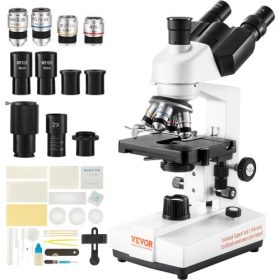   VEVOR összetett trinokuláris mikroszkóp 40X-2500 nagyítású laboratóriumi mikroszkóp LED megvilágítással és külső interfésszel