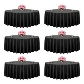   VEVOR fekete kerek terítők 6 db-os csomagban, 120 hüvelyk átmérőjű, folt- és gyűrődésálló, mosógépben mosható terítők, poliészter szövetből készült asztalterítők esküvőkre, partikra, bankettekre, hivatalos eseményekre