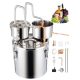 VEVOR alkohollepárló, 5 gallon / 19 literes rozsdamentes acél víz-alkohol lepárló réztekerccsel a gyors hűtéshez, kettős kondenzátoros lepárlókészlet másodlagos lepárlással, borhoz, whiskyhez, brandyhez, ezüst