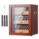 VEVOR Szivaros Humidor Szekrény, Kézzel Készített Spanyol Cédrusfából Készült Szivaros Humidor 100-150 Szivarhoz, Üveg Szivaros Asztali Tárolótok Digitális Párásítóval, Higrométerrel, Polcokkal és Nyéllel, Nagyszerű Ajándék Férfia