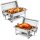 VEVOR Chafing Dish büfékészlet, 8 literes, 2 db-os csomag, rozsdamentes acél chafer 2 teljes méretű edénnyel, téglalap alakú vendéglátó melegítő szerver fedéllel, víztálca állvánnyal, üzemanyagtartóval, esküvőkre, partikra, banket