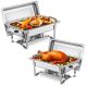 VEVOR Chafing Dish büfékészlet, 8 literes, 2 db-os csomag, rozsdamentes acél chafer 2 teljes méretű edénnyel, téglalap alakú vendéglátó melegítő szerver fedéllel, víztálca állvánnyal, üzemanyagtartóval, esküvőkre, partikra, banket