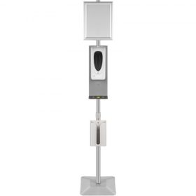   VEVOR automata kézadagoló állvánnyal, infravörös érzékelős fertőtlenítő állomás táblával és papírzsebkendő-dobozzal, 1000 ml-es kézfertőtlenítő adagoló, 55-63 hüvelykes magasságú kézfertőtlenítő állvány otthoni és nyilvános helyis