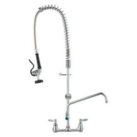   VEVOR ipari csaptelep előöblítő szórófejjel, 91,4 cm magas, 20,3 cm középen, 30,5 cm-es lengőkifolyóval, fali mosogató csaptelep, sárgaréz szerkezetű, lehúzható szórófejjel, 1/2/3 rekeszes mosogatóhoz