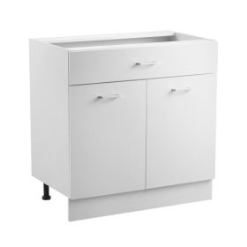   VEVOR fehér Shaker alsószekrény fiókkal, 31 hüvelykes, összeszereletlen fiókos alsószekrény, 31" széles x 19" mély x 32" magas, összeszerelésre kész szekrény lágyan záródó ajtókkal és állítható polccal, otthoni irodába