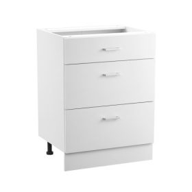   VEVOR fehér Shaker alsószekrény 3 fiókkal, 24 hüvelykes összeszereletlen fiókos alsószekrény, 24" széles x 19" mély x 32" magas, összeszerelésre kész szekrény lágyan záródó fióksínekkel, otthoni irodába