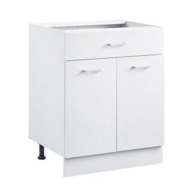  VEVOR fehér Shaker alsószekrény fiókkal, 24 hüvelykes, összeszereletlen fiókos alsószekrény, 24" széles x 19" mély x 32" magas, összeszerelésre kész szekrény lágyan záródó ajtókkal és állítható polccal, otthoni irodába
