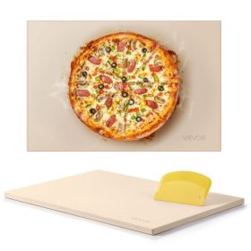   VEVOR pizzasütő kő, 508 x 355 mm-es téglalap alakú kordierit pizzasütő kő, extra nagy sütőkő PP kaparóval, 17 mm vastag hőálló kordierit, sütőhöz, kenyér- és pizzasütéshez, BBQ grillezéshez