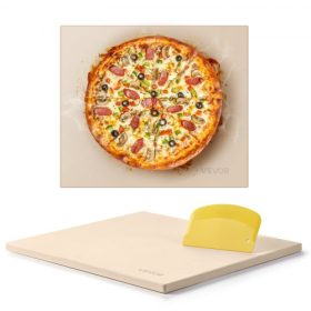   VEVOR pizzasütő kő, 406 x 355 mm-es téglalap alakú kordierit pizzasütő kő, extra nagy sütőkő kaparóval, 15 mm vastag hőálló kordierit, konyhai sütőkhöz, kenyér- és pizzasütéshez, BBQ grillezéshez
