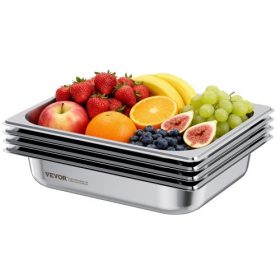   VEVOR rozsdamentes gőzölős hotelserpenyő, 1/2 méretű x 63,5 mm mély, 3,8 literes asztali gőzserpenyő, elakadással járó éttermi kellékek, újrafelhasználható, rozsdamentes vendéglátóipari tároló otthonra, partikra, étterembe, szállo
