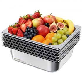   VEVOR rozsdamentes gőzölős hoteledények, 1/2 méretű x 98 mm mély, 6 literes asztali gőzölős edény, elakadással szemben védelemmel ellátott éttermi kellékek, újrafelhasználható, rozsdamentes vendéglátóipari tároló otthonra, partikr