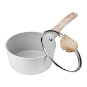   VEVOR 1.5 QT lábas, tapadásmentes lábas edzett üvegfedővel, többcélú főzőedény levehető fogantyúval, szószos serpenyő kis konyhai főzőedény bevonattal, indukciós kompatibilis, fehér