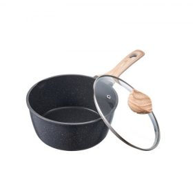   VEVOR 2.5 QT lábas, tapadásmentes lábas edzett üvegfedővel, többcélú főzőedény levehető fogantyúval, szószos serpenyő kis konyhai főzőedény bevonattal, indukciós kompatibilis, fekete