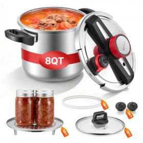   VEVOR kukta, 7 literes kukta rozsdamentes acélból, kukta gőzölőráccsal, edzett üveg fedél, három nyomásbeállítás húshoz, babhoz, rizshez, leveshez, szószokhoz, akár 100 kPa nyomásig főz