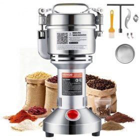   VEVOR 300g elektromos gabonaőrlő, nagy sebességű, 1500 W-os kereskedelmi fűszerőrlők, rozsdamentes acél porítópor gép, száraz gabonákhoz, fűszerekhez, gabonafélékhez, kávéhoz, kukoricához, borshoz, egyenes típus
