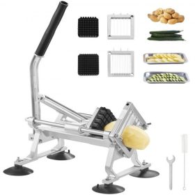   VEVOR kereskedelmi zöldségszeletelő, 1/4"+3/8"+1/2" gyümölcsszeletelő, rozsdamentes acél és alumíniumötvözet zöldségvágó szeletelő gép, kézi szeletelő csúszásmentes lábakkal, retekhez, hagymához, burgonyához