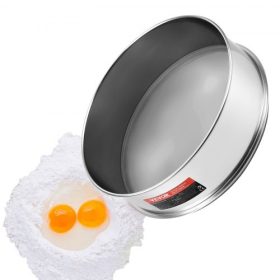   VEVOR lisztszűrő, finomszövésű, 40-es szövésű, 304-es rozsdamentes acél, finomszövésű, élelmiszeripari minőségű szűrő, átmérő: 12,6" finomszövésű szűrők sütéshez, 5 méretű szűrőlyuk mungbabhoz, rizshez, liszthez, gyöngyporhoz