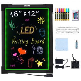   VEVOR LED-es írótábla, 40,6 x 30,5 cm, megvilágított, törölhető krétatábla