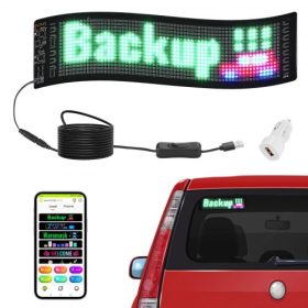   VEVOR programozható LED tábla, P5 színes LED görgetőpanel, barkácsoláshoz készült egyedi szöveges animációs minta kijelző tábla, Bluetooth alkalmazásvezérlő üzenet üzlet tábla üzlethez, autó bár reklám, 38x10cm