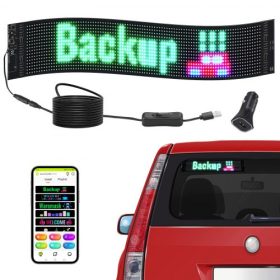   VEVOR programozható LED tábla, P6 színes LED görgetőpanel, barkácsoláshoz készült egyedi szöveges animációs minta kijelző tábla, Bluetooth alkalmazásvezérlő üzenet üzlethez, üzleti autóhirdetéshez, 68x12cm