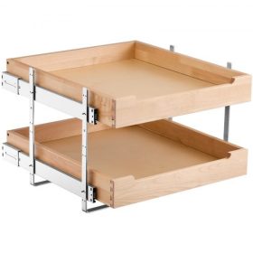   VEVOR 2 szintes kihúzható szekrényrendszerező, 20" széles x 21" mély szekrényfiók, lágyan záródó kihúzható polc, strapabíró, tolófa fiók, állítható alsó szekrényrendszer konyhába, kamrába, fürdőszobába