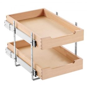  VEVOR 2 szintes kihúzható szekrényrendszerező, 14" széles x 21" mély szekrényfiók, lágyan záródó kihúzható polc, strapabíró, tolófa fiók, állítható alsó szekrényrendszer konyhába, kamrába, fürdőszobába