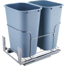   VEVOR kihúzható szemetes, 35Lx2 dupla kukás, konyhai hulladéktároló alá szerelhető tolóajtóval és rögzítőkészlettel, 110 font teherbírású, nagy teherbírású hulladékgyűjtő konyhaszekrénybe, mosogatóba