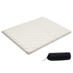   VEVOR japán tatami matrac, queen méretű összecsukható japán tatami matrac, futon matrac tárolótáskával és rögzítővel, 9 rétegű padlószőnyeg alváshoz, kollégiumi szobához, meditációhoz, jógához, 2032 x 1524 x 63,5 mm, fehér
