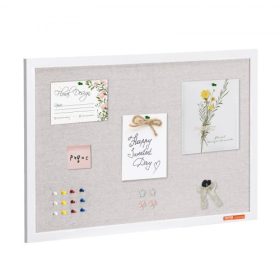   VEVOR 75x50 cm-es fehér parafa tábla vászon felülettel – Stílusos falra szerelhető hirdetőtábla otthonra, iskolába, irodába – Elegáns és funkcionális hirdetőtábla