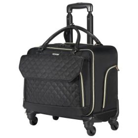   VEVOR gurulós laptop táska 17,3 hüvelyk / 43,9 cm kerekes számítógéptáska nőknek férfiaknak fekete arany