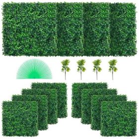   VEVOR műbükk panel UV 12 db-os buxus sövényfal panelek műfű háttér fal 20x20" 4 cm zöld fű fal hamis sövény dekorációhoz adatvédelmi kerítés beltéri kültéri kert hátsó udvar