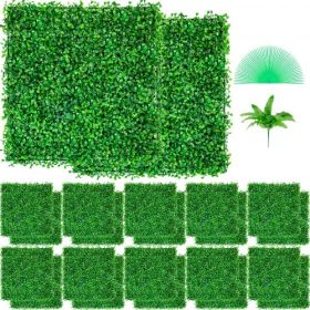   VEVOR műbusz panel UV 24 db-os buxus sövény falpanelek műfű háttér fal 10"x10" 4 cm zöld fű fal hamis sövény dekorációhoz adatvédelmi kerítés beltéri kültéri kert hátsó udvar