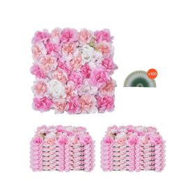   VEVOR 3D virágos falpanel, 12 db 15 x 15 hüvelykes, mesterséges virágos fali háttérhálós hátlap, varratmentes kialakítás és egyszerű telepítés esküvőre, Valentin-napra, otthonra, babapartira, háttérdekoráció, rózsaszín