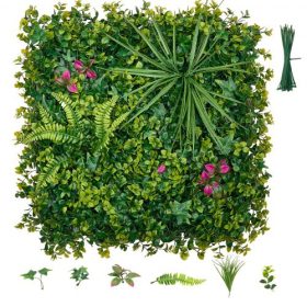   VEVOR műnövényfal, 12 db 50,8 x 50,8 cm-es műbükkfa panelek, napvédő zöld háttér, adatvédelmi sövénykerítés, műfű fali képernyő esküvőre, beltéri, kültéri kertbe, hátsó udvarba