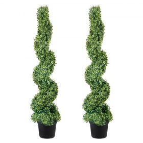   VEVOR mesterséges topiáriumok, 4 láb magas (2 darab) kültéri faux topiary növény, egész évben zöld feaux növény, cserélhető levelekkel dekoratív beltéri/kültéri/kert számára