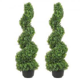   VEVOR Mesterséges Boxwood Fák, 90 cm Magas (2 db) Műbőr Kültéri Boxwood Növény, Egész Éves Zöld Boxwood Növény Cserélhető Levelekkel Dekoratív Beltéri/Kültéri/Kerti Használatra