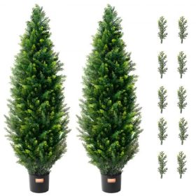   VEVOR 2 Pack 4' Mesterséges Cédrus Topiary Tree Faux Plant UV Decor Bel-/Kültéri